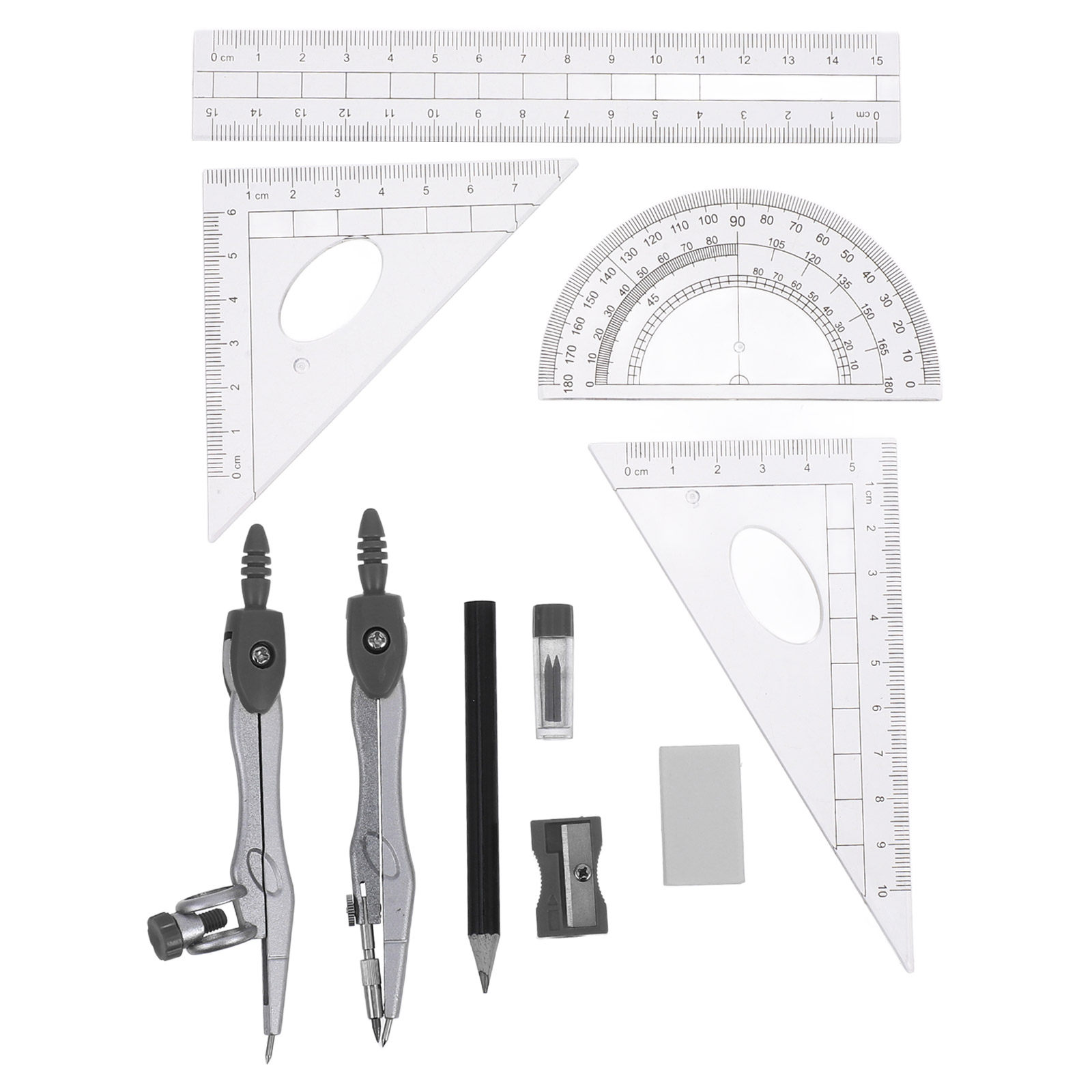 Math Geometry Set With Compass - 1 Adet Geometri Çizim Seti: Açıölçer,