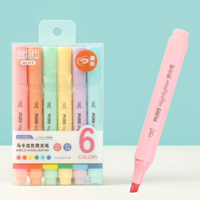 6 adet/takım Pastel Renk Macar - Pastel Highlighter Set Double Ended incelemesi ve fiyatı